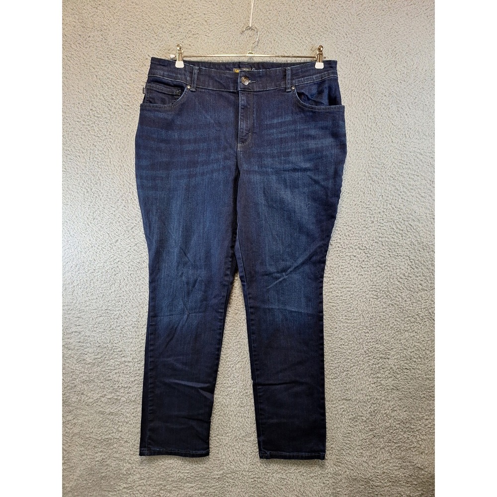Lee Jeans Womens‎ 16W Long (Fits W37xL31) Blue Relaxed Fit Straight Leg Mid Rise